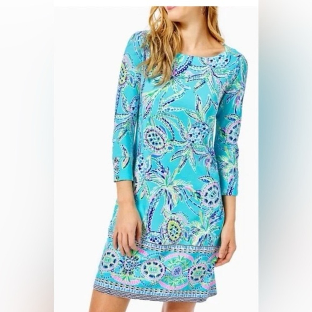 Lilly Pulitzer Blue and Green Patterned Dress XL